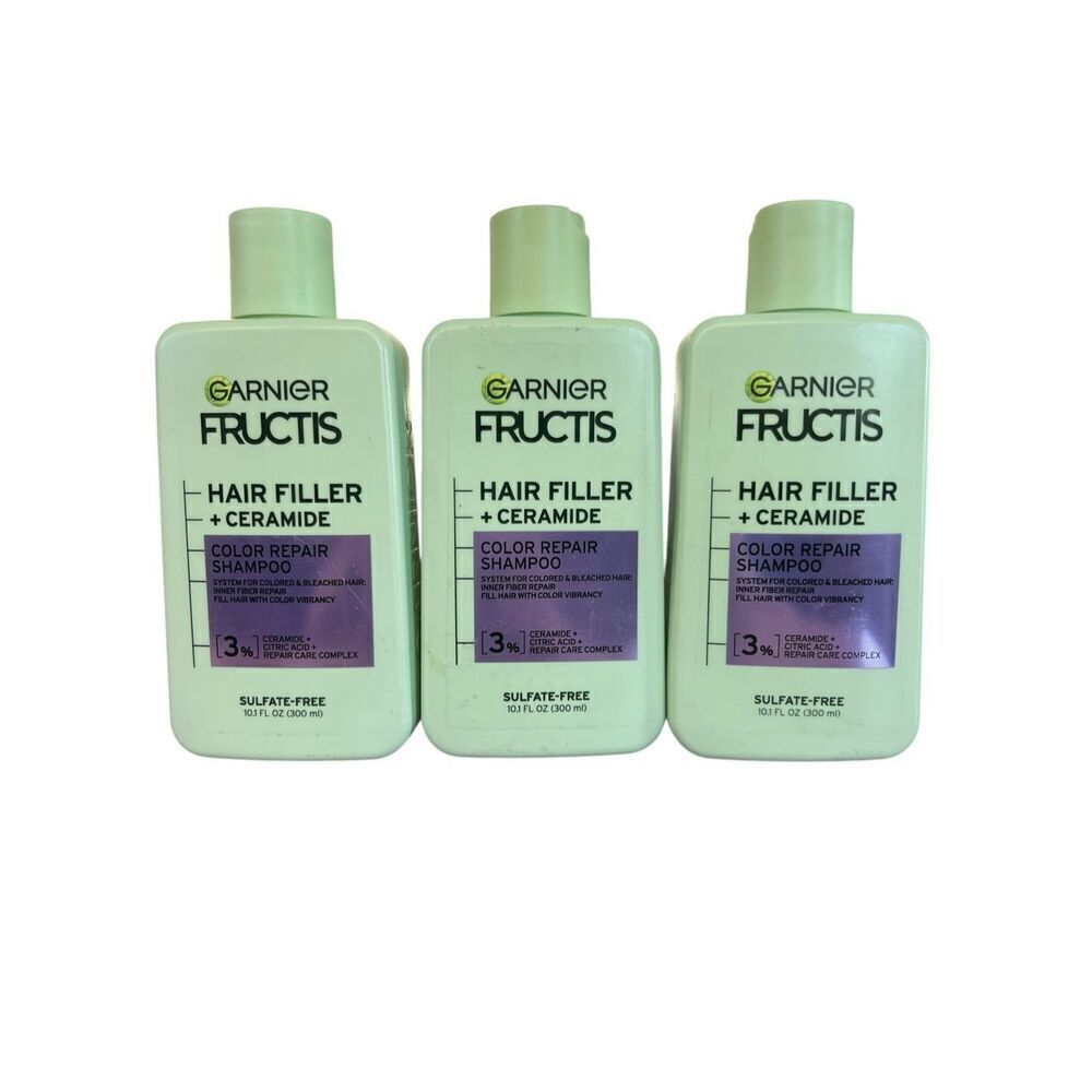 3 Garnier Fructis hair filler + ceramide color repair shampoo 3% sulfate free